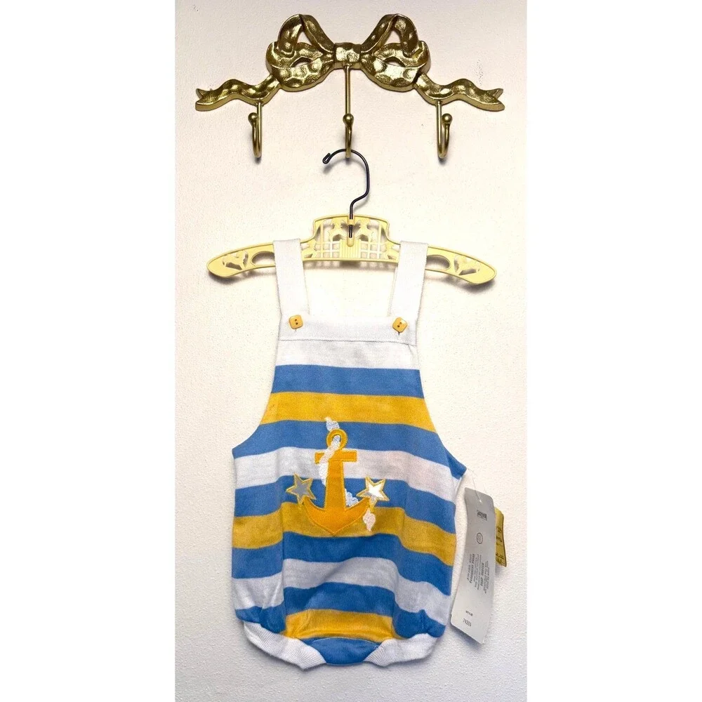 Baby Boy Nautical Anchor Striped,  Nautical Anchor Striped Romper Overalls